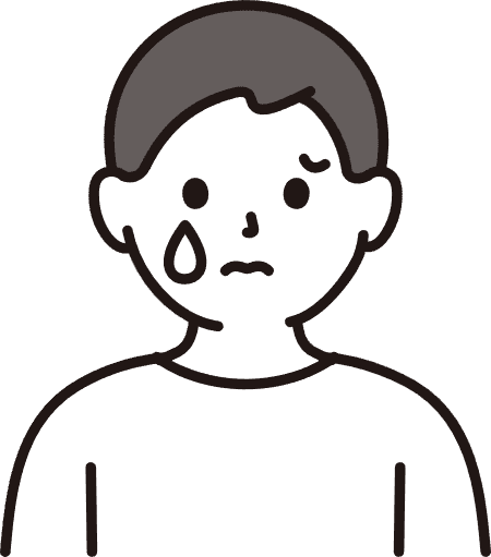 涙をこらえる男の子のイラスト