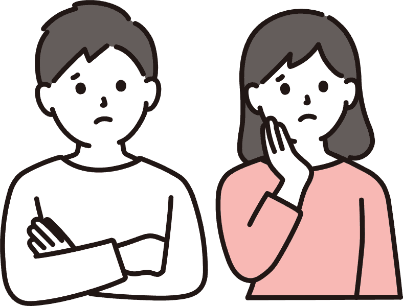 心配そうな表情の父親と母親のイラスト
